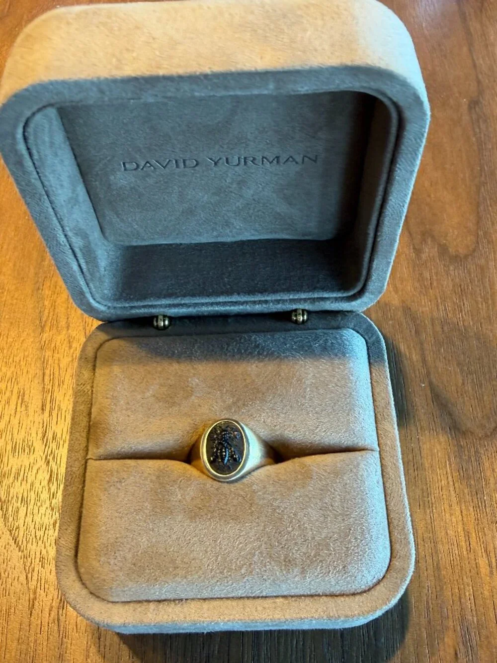 DAVID YURMAN 18K 750 YELLOW GOLD ONYX BEE PINKY RING